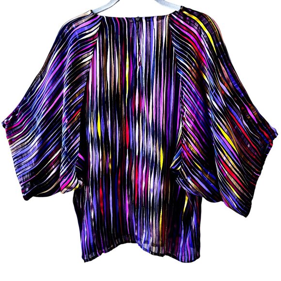 The Silk Farm Vintage 80's Blouse Top Pullover SHEER Striped size 8 - Picture 10 of 13